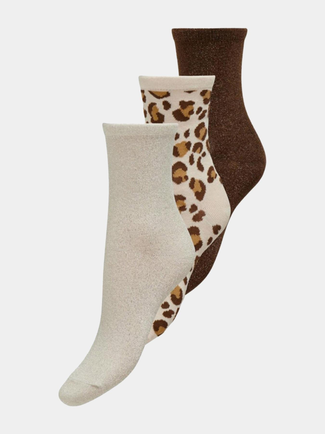 3 paires de chaussettes pailletées gracie beige femme - Only