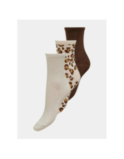 3 paires de chaussettes pailletées gracie beige femme - Only