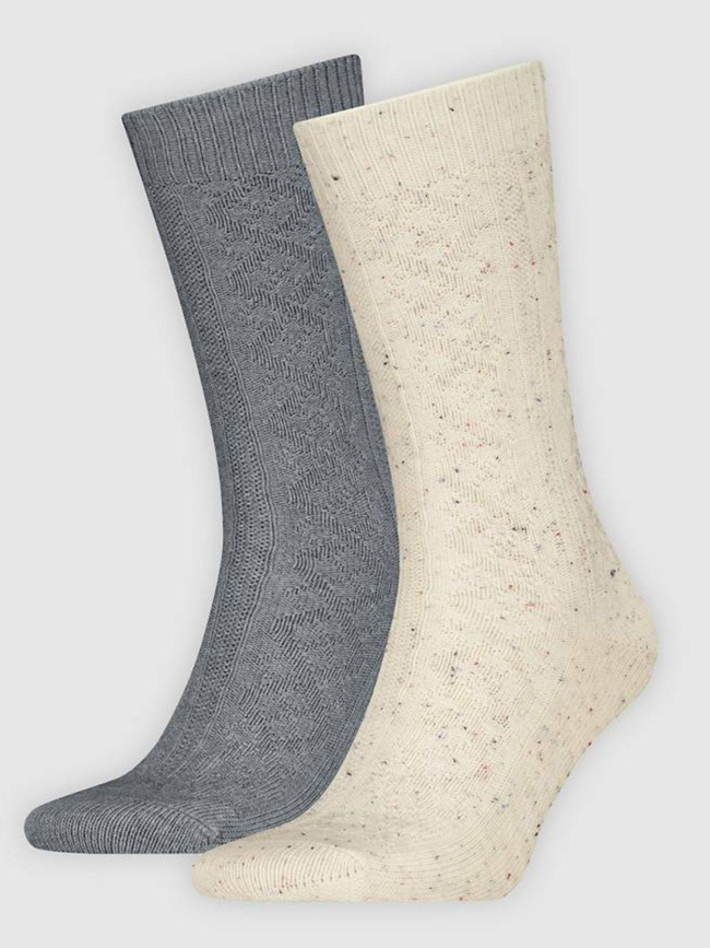 Pack de 2 paires de chaussettes à torsades gris et beige adulte - Levi's