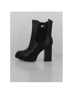 Bottines chelsea en cuir crantées à talon carré noir femme - Tommy Jeans