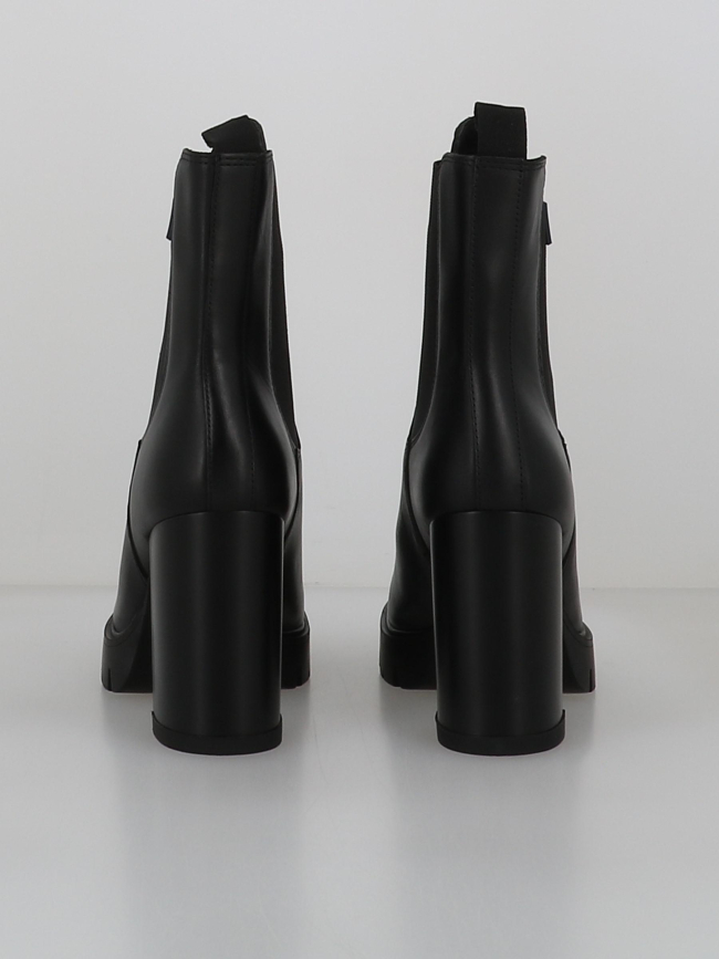 Bottines chelsea en cuir crantées à talon carré noir femme - Tommy Jeans