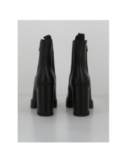 Bottines chelsea en cuir crantées à talon carré noir femme - Tommy Jeans