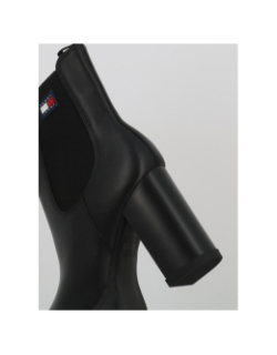 Bottines chelsea en cuir crantées à talon carré noir femme - Tommy Jeans