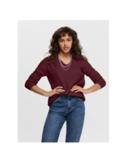 Pull col v camilla bordeaux femme - Only