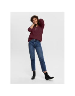 Pull col v camilla bordeaux femme - Only