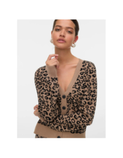 Gilet cardigan léopard nancy marron femme - Vero Moda