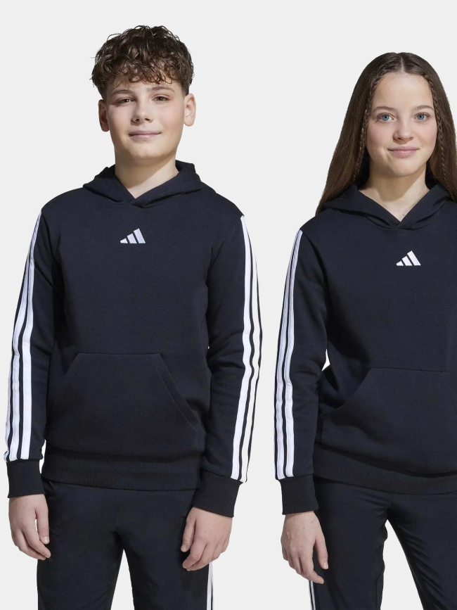 Sweat à capuche logo brodé noir enfant - Adidas