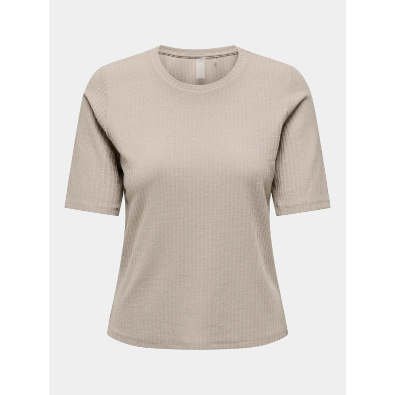 T-shirt côtelé regular seren beige femme - Only Play