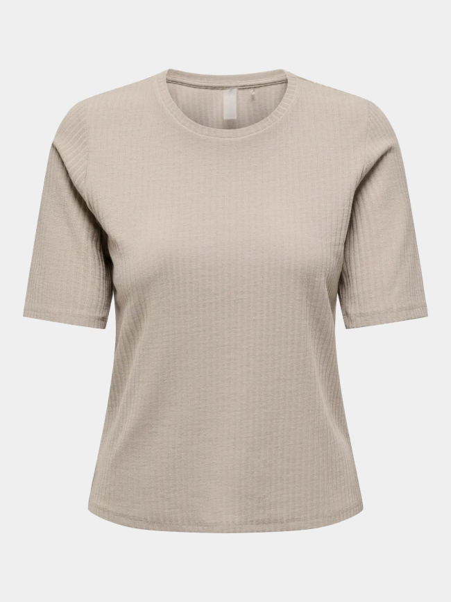 T-shirt côtelé regular seren beige femme - Only Play