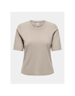 T-shirt côtelé regular seren beige femme - Only Play