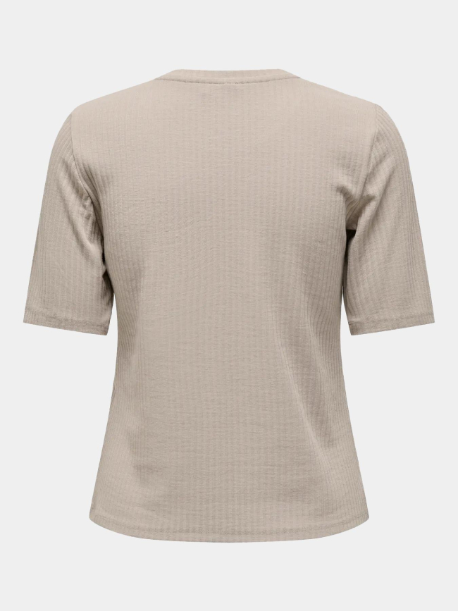 T-shirt côtelé regular seren beige femme - Only Play