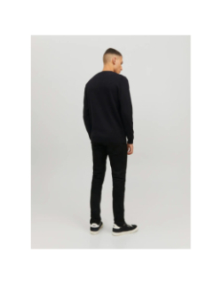 Pull basic col rond uni noir homme - Jack & Jones