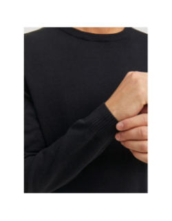 Pull basic col rond uni noir homme - Jack & Jones