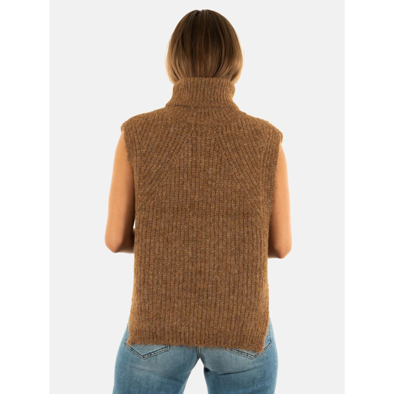 Pull sans manche camel marron femme Molly Bracken wimod