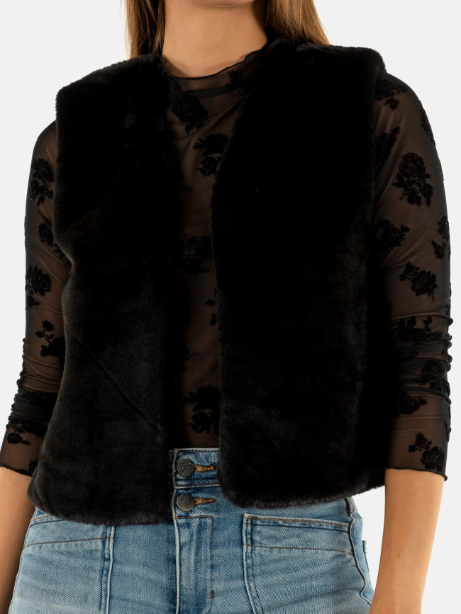 Veste sans manche fausse fourrure noir femme - Molly Bracken