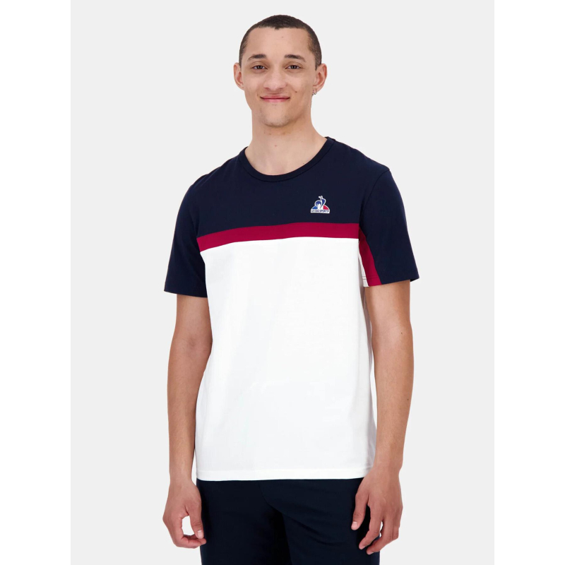 T-shirt tricolore n2 blanc bleu homme - Le Coq Sportif
