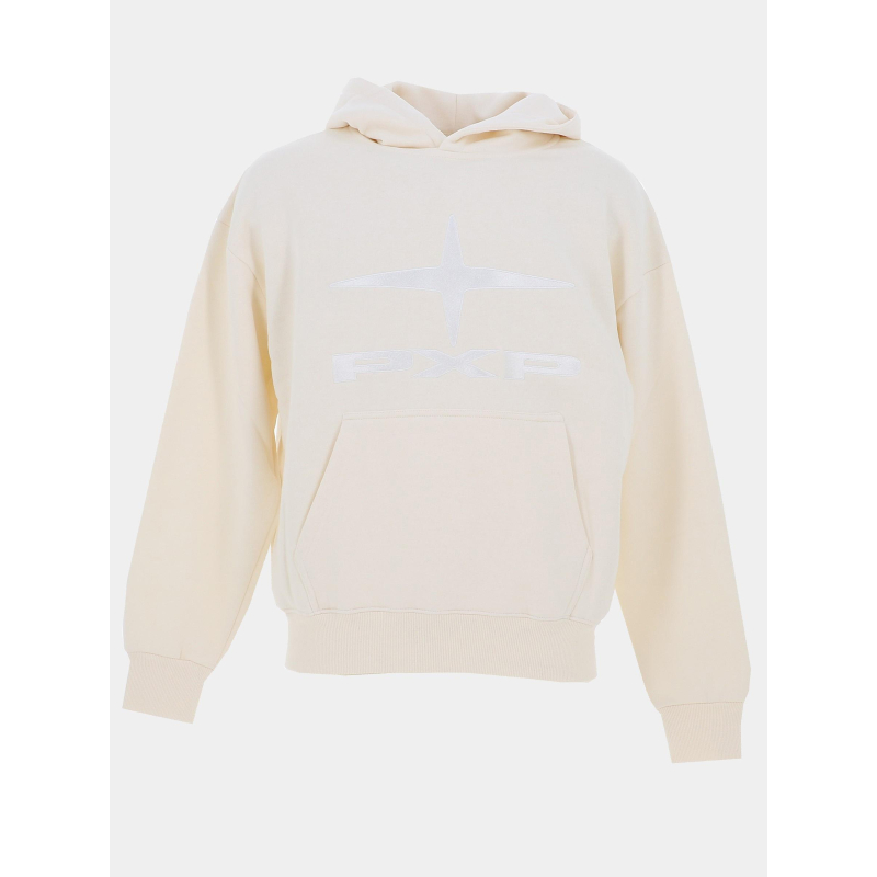 Sweat à capuche logo brodé polaris beige homme - Project X Paris