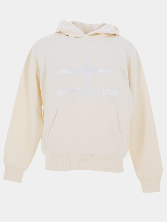 Sweat à capuche logo brodé polaris beige homme - Project X Paris