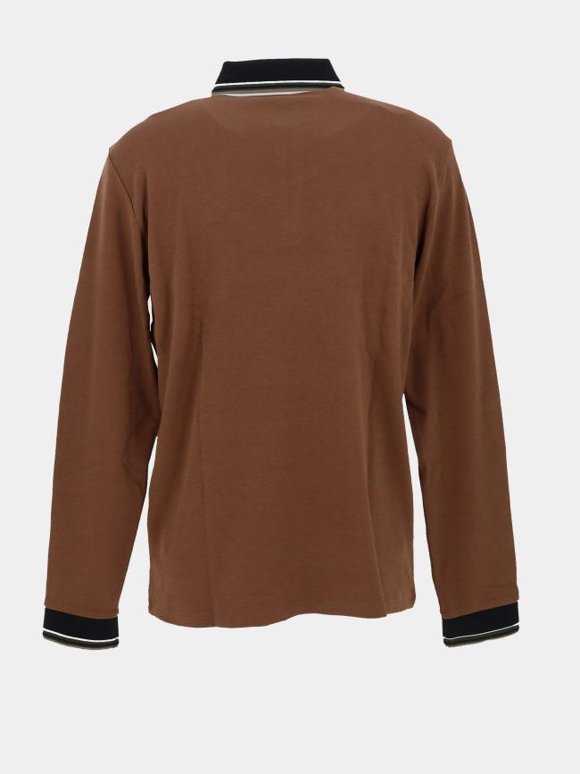 Polo manches longues gavroch marron homme - Benson & Cherry