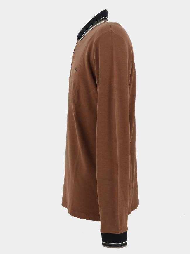 Polo manches longues gavroch marron homme - Benson & Cherry