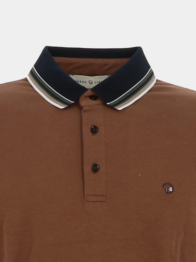 Polo manches longues gavroch marron homme - Benson & Cherry