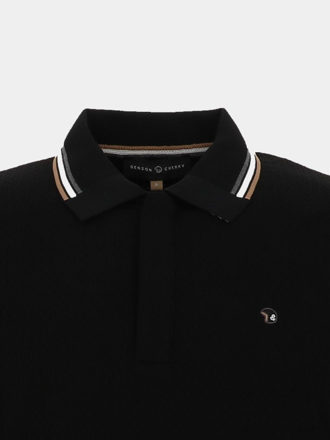 Polo manches longues gabin noir homme - Benson & Cherry