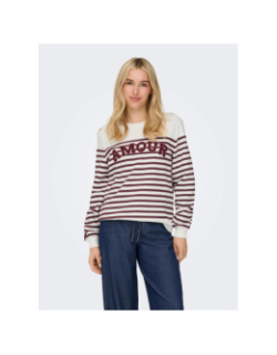 Sweat rayé allie blanc bordeaux femme - Only