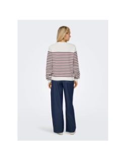 Sweat rayé allie blanc bordeaux femme - Only