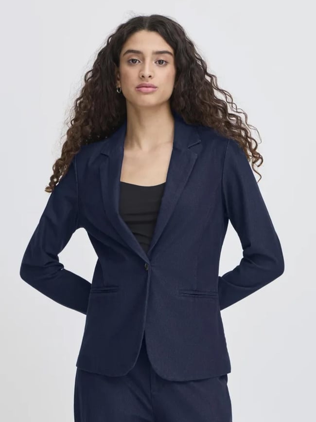 Veste blazer denim kate bleu femme - Ichi