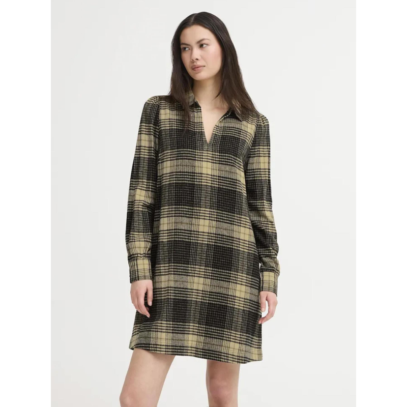 Robe à carreaux esiva noir beige femme - Ichi