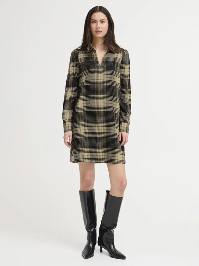 Robe à carreaux esiva noir beige femme - Ichi