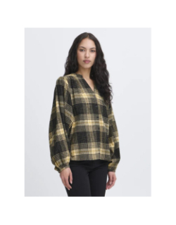 Chemisier à carreaux esiva noir beige femme - Ichi