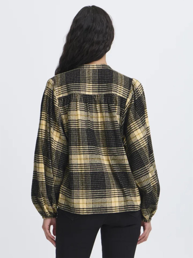 Chemisier à carreaux esiva noir beige femme - Ichi