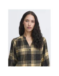 Chemisier à carreaux esiva noir beige femme - Ichi