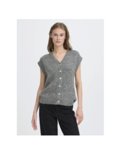 Gilet sans manche boutonné ihbelablue gris femme - Ichi
