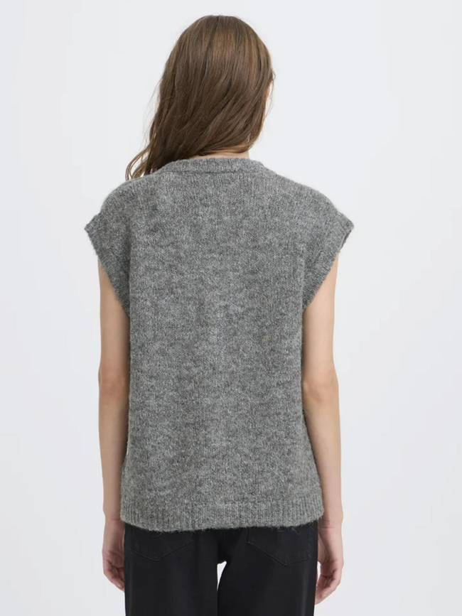 Gilet sans manche boutonné ihbelablue gris femme - Ichi