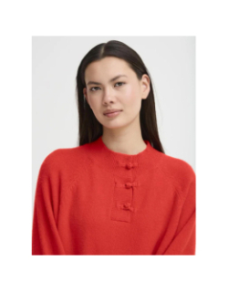 Pull col boutonné dasila rouge femme - Ichi