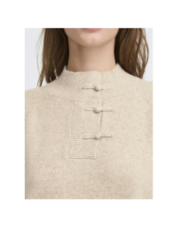Pull col boutonné dasila beige femme - Ichi
