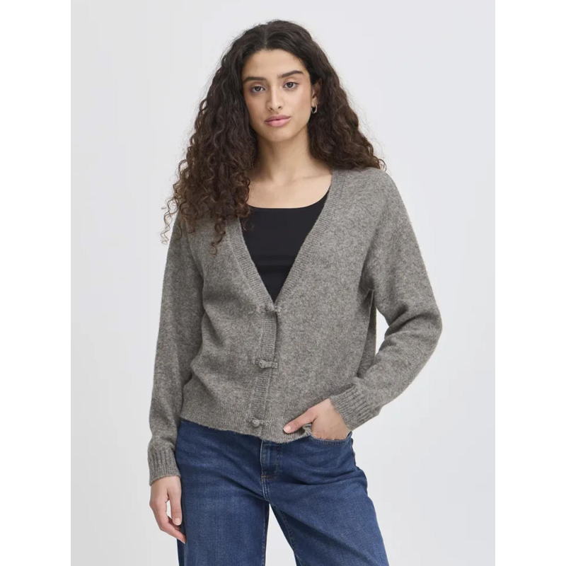 Gilet cardigan dasila gris femme - Ichi