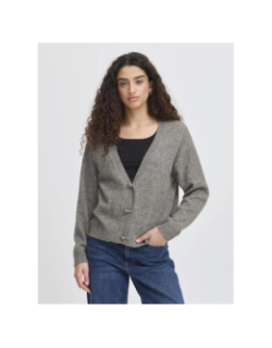 Gilet cardigan dasila gris femme - Ichi