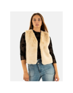 Veste sans manche fausse fourrure beige femme - Molly Bracken