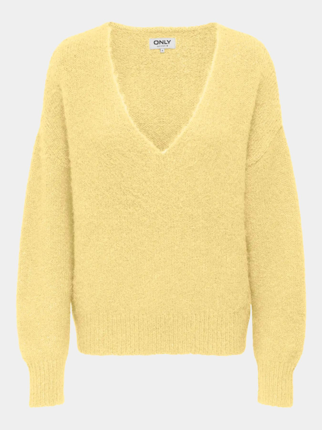 Pull col v maggie jaune femme - Only