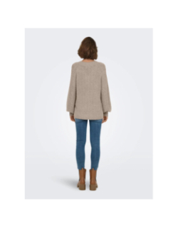 Pull col v pailleté lucilla beige femme - Only