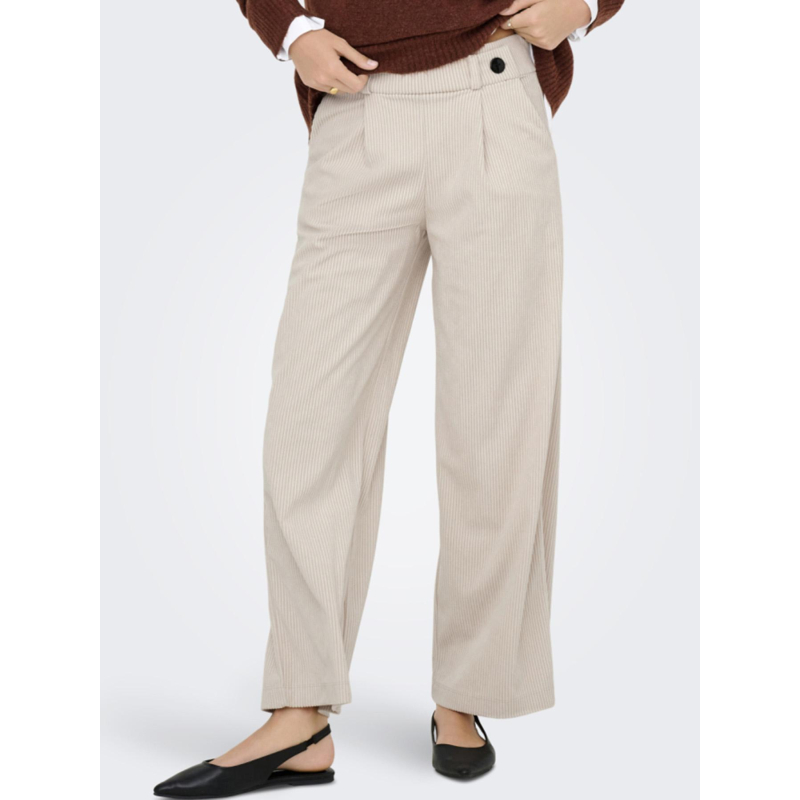 Pantalon velours côtelé geggo beige femme - Jdy