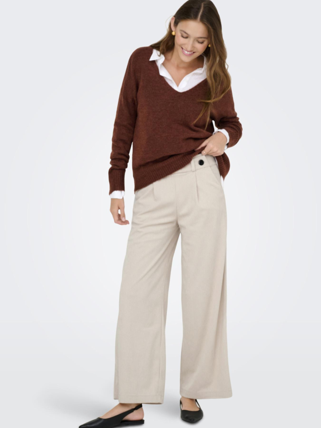Pantalon velours côtelé geggo beige femme - Jdy