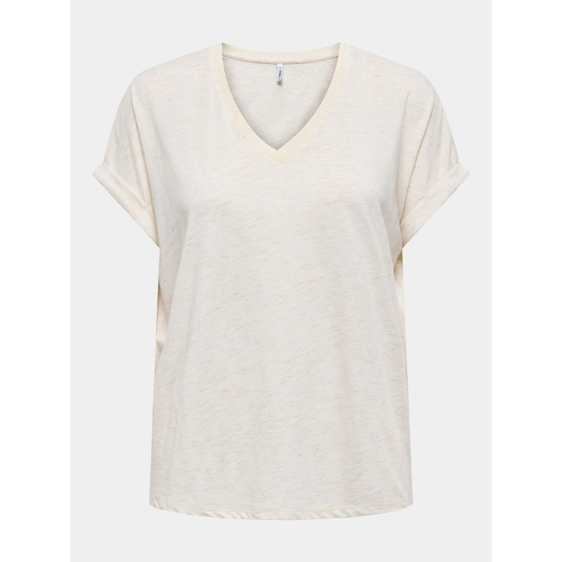 T-shirt col v pailleté rina beige femme - Only
