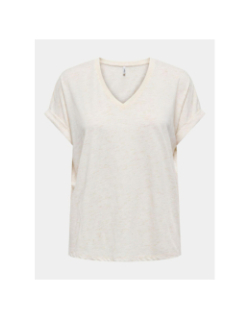 T-shirt col v pailleté rina beige femme - Only