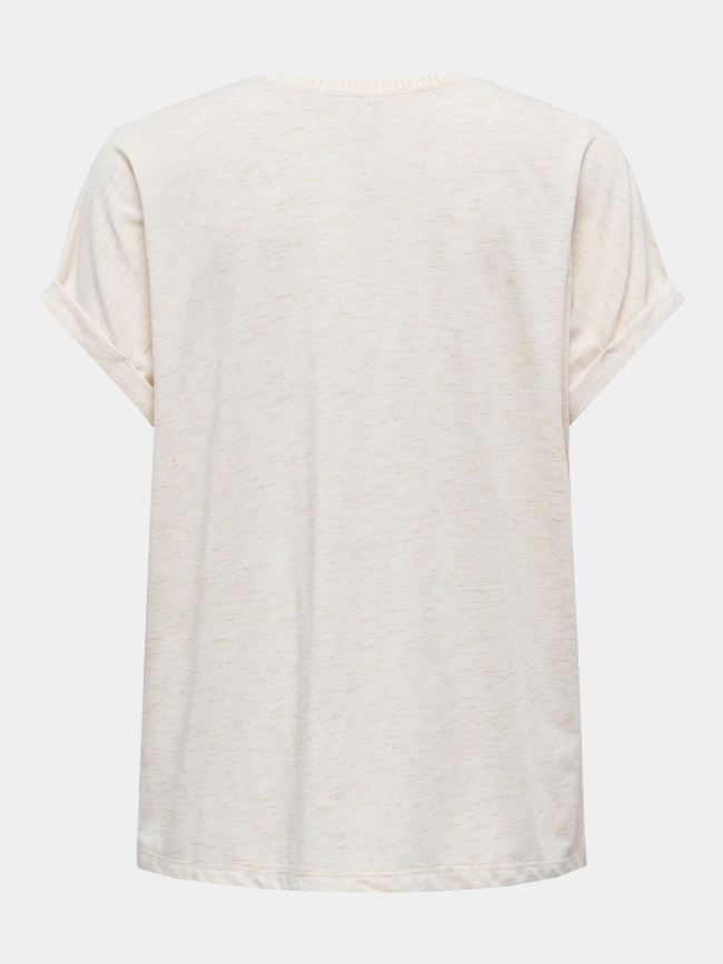 T-shirt col v pailleté rina beige femme - Only