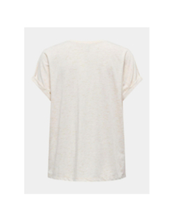 T-shirt col v pailleté rina beige femme - Only