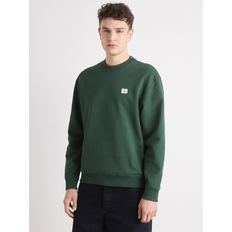 Sweatshirt terry badge vert homme - Calvin Klein Jeans